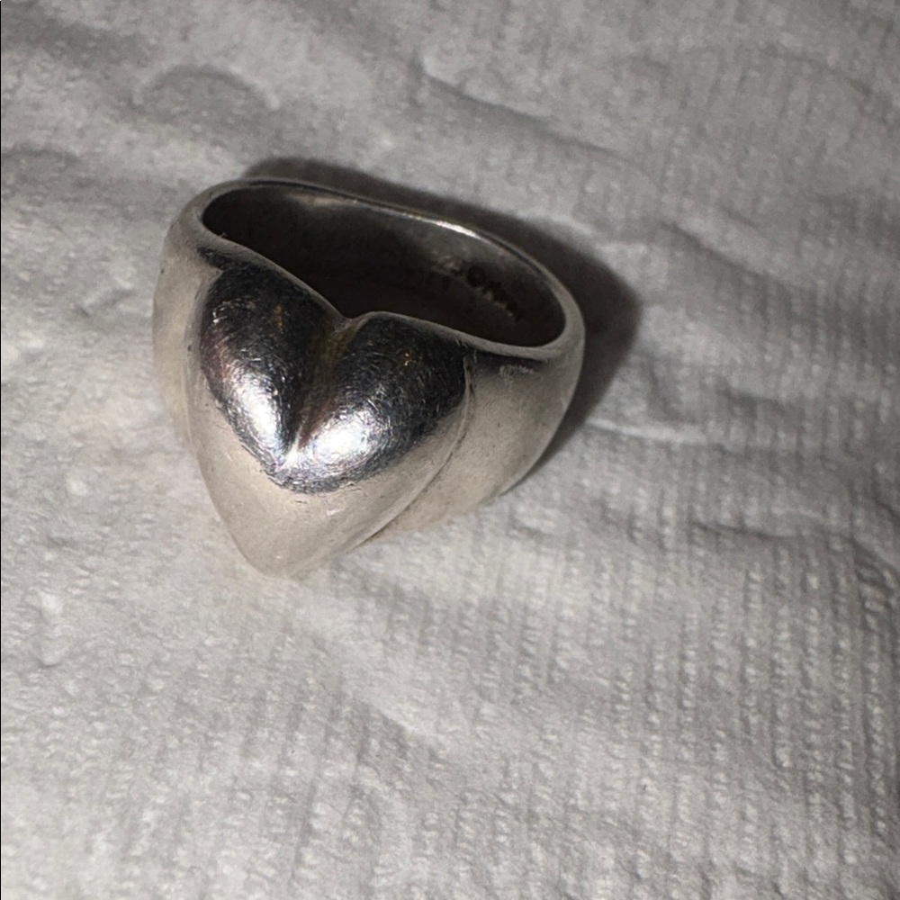 Sterling Silver Vintage Modernist Puffy Heart Ring